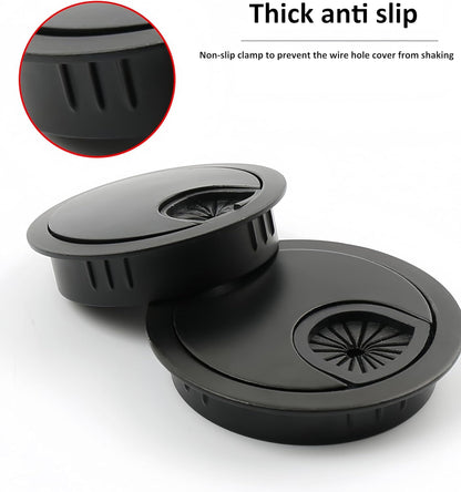 3 Pcs Satin Nickel Metal Cable Grommet, Zinc Alloy Desk Table Grommet Cable Cord Hole Cover for Home and Office, Fits 2inchs Hole 50MM Black