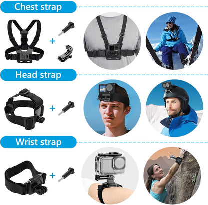 Accessories Kit for DJI Osmo Action 5 Pro/4/3 Black, SGIP Waterproof Protective Cover Housing Bike Mount Selfie Stick, Accessory Set