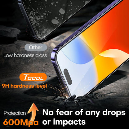 TOCOL for iPhone 14 Pro Screen Protector 9H Hardness Military Grade Shatterproof HD Tempered Glass Full Coverage Easy Installation Case Friendly 2 Pack