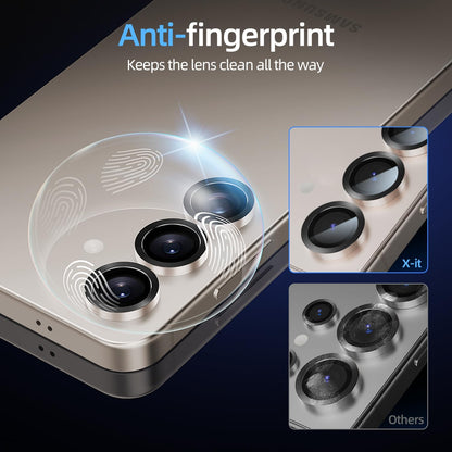 X-it Camera Lens Protector for Samsung S25, 9H Tempered Glass, Independent Metal Aluminum Edge Original Protection Design, Suitable for Phone Case, Anti-scratch, Anti-reflective,PinkGold