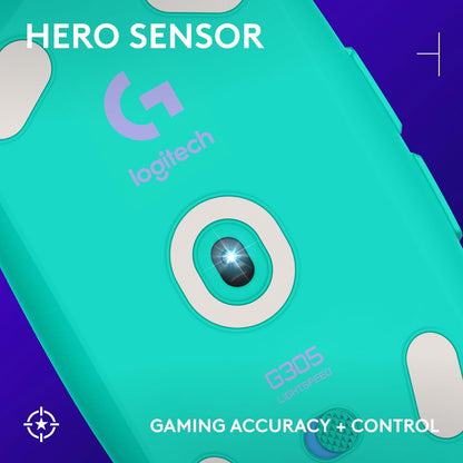 Logitech G305 LIGHTSPEED Wireless Gaming Mouse, Hero 12K Sensor, 12,000 DPI, Lightweight, 6 Programmable Buttons, 250h Battery Life, On-Board Memory, PC/Mac - Mint
