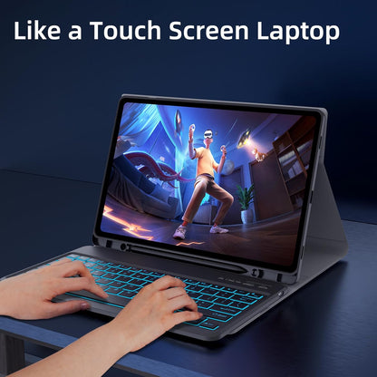 Keyboard Case for Samsung Galaxy Tab S10+ Plus / S9 FE+ Plus / S9+ Plus 12.4 Inch,7 Colors Backlit Bluetooth Keyboard, Detachable Wireless Magnetic Keyboard with S Pen Holder, Black