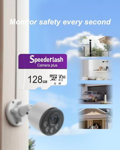 Micro SDXC Memory Card 128GB 5 Pack, Speederlash Camera Plus TF Card with Adapter, Up to 90MB/s Read Speed, 4K UHD&5K Video Support, U1, V30, A1 Rated, Waterproof, for Security Camera, Dashcam