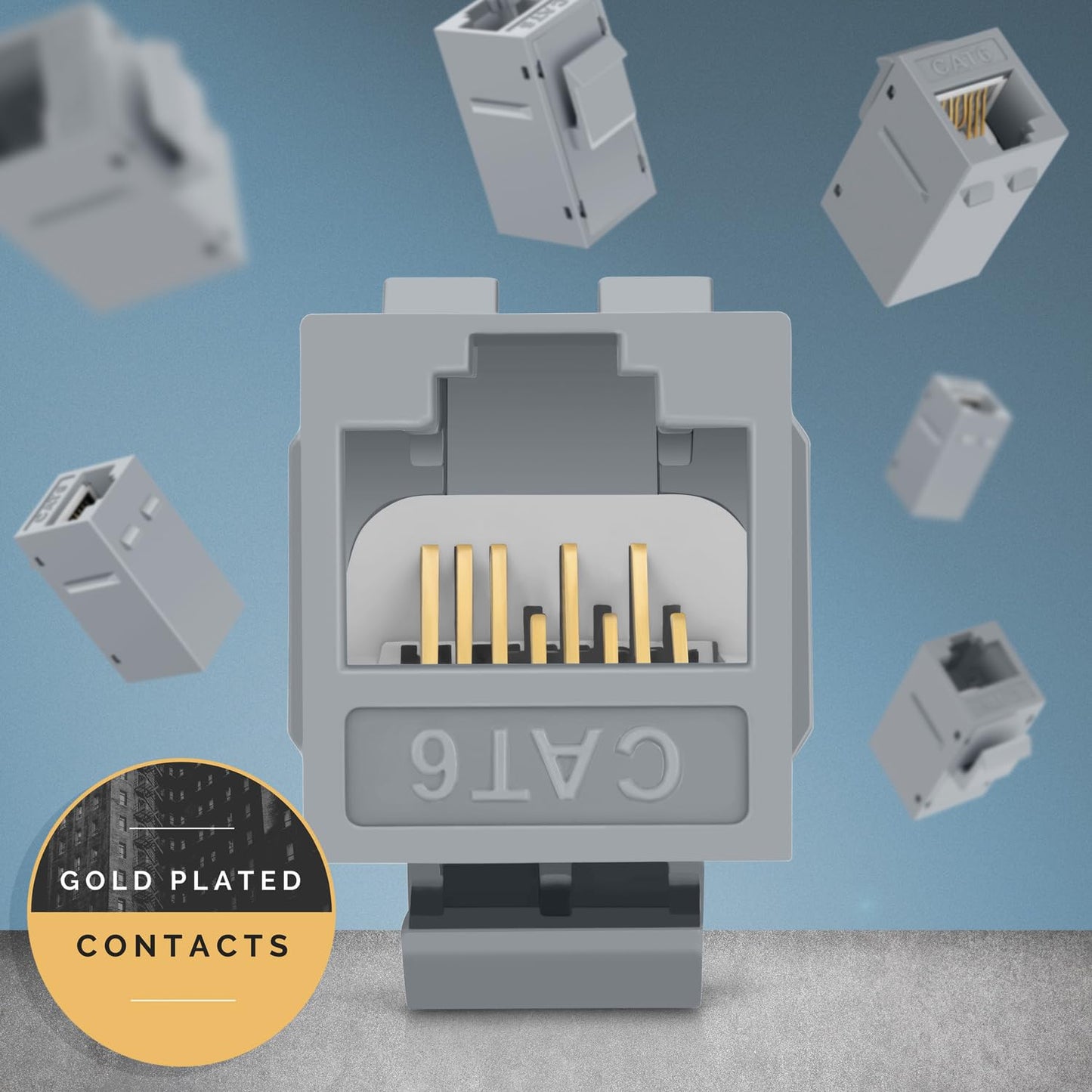 Everest 24-Pack Cat6 RJ45 Keystone Coupler - Female to Female - Gray - Ethernet Cable Extender