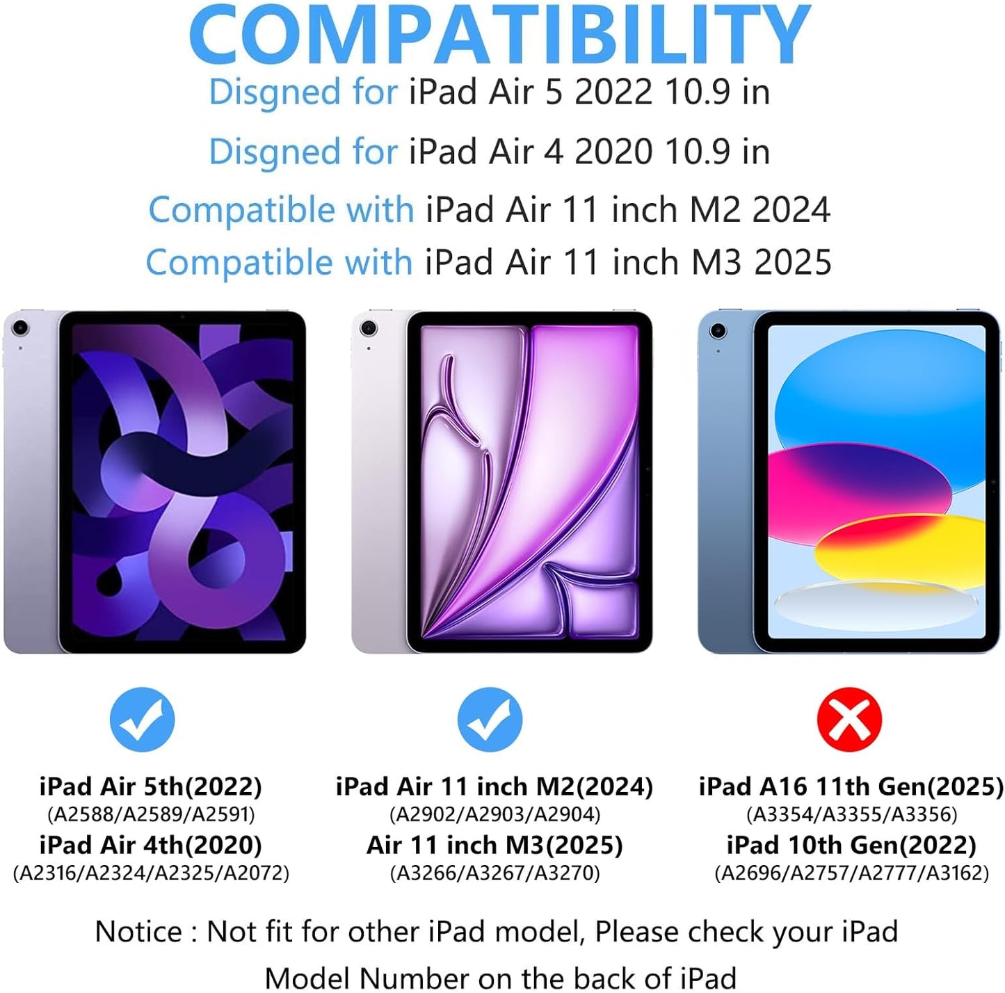 TaIYanG for iPad Air 11 inch M2 Case with Keyboard 10.9 inch for iPad Air 5 2022/iPad Air 4th Gen Keyboard Case with Pencil Holder, Wireless Keyboard for Air 11" M3/M2 (2025/2024)/iPad Air 5/4