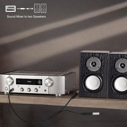 HOSONGIN 1/4" Stereo Splitter Cable (2-Pack), 1/4 Inch TRS Male to Dual TRS Female Y Adapter, Gold-Plated, Noise-Free Audio Cable for Headphones, Amplifiers, Studio, 1.6Ft (20 inch)