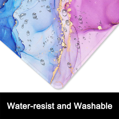 ITNRSIIET Mouse Pad with Stitched Edge Premium Textured Smooth Precise Operation Waterproof Washable Non-Slip Rubber Base Desktop Protection Mat, 10.2×8.3×0.12 inches, Blue Purple Marble Art
