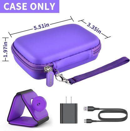 Travel Case for UCOMX for Nano/for Iseyyox/for LISEN/for RTOPS 3 in 1 Wireless Charger, Foldable Magnetic Charging Station Storage Holder Bag for Fast Charge Pad Cable and Adapter, Purple-Box Only