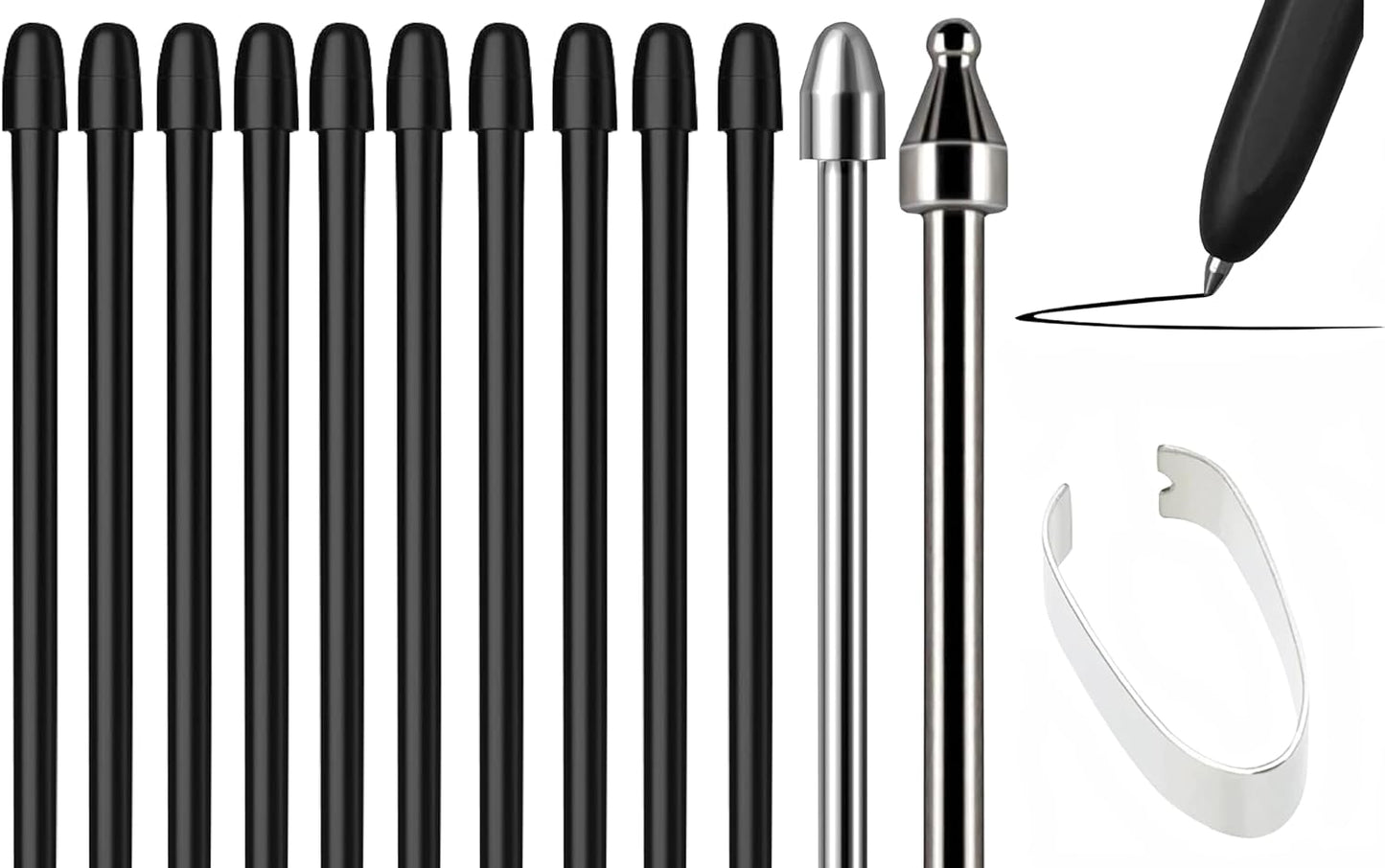 Soft Metal Nibs Tips Replacement For Samsung Galaxy Tab S10 Ultra Spen S9 S8 S7 S10+ S9+ S8+ Tab S9 Ultra S6 Lite S24 S23 S22 Ultra Note 9 Note 8 S Pen King Write + Tool, 10Pcs Standard + 2 Pcs Metal