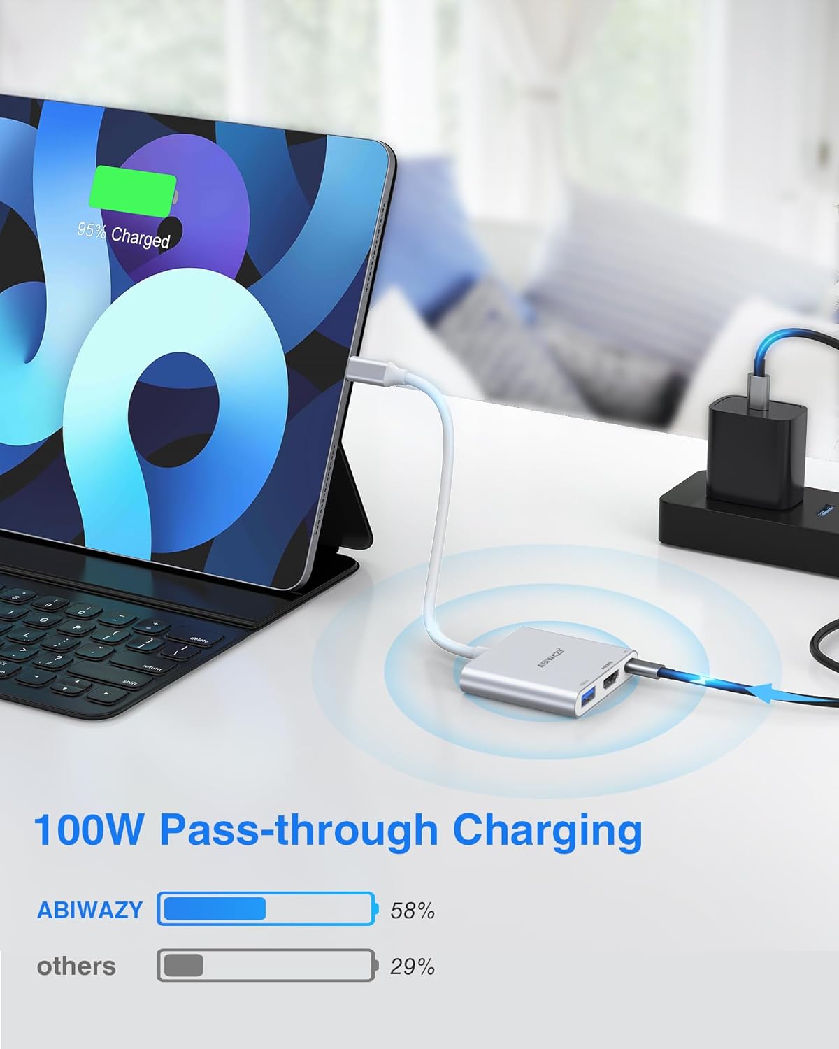 USB C to HDMI Adapter, 4K HDMI to USB-C Multiport Hub Adapter with 100W PD & USBA 3.0 Port, Type C Digital AV Converter for iPad Pro,MacBook Pro/Air,iPhone 15/16,Switch,TV, Monitor and More(Silver)