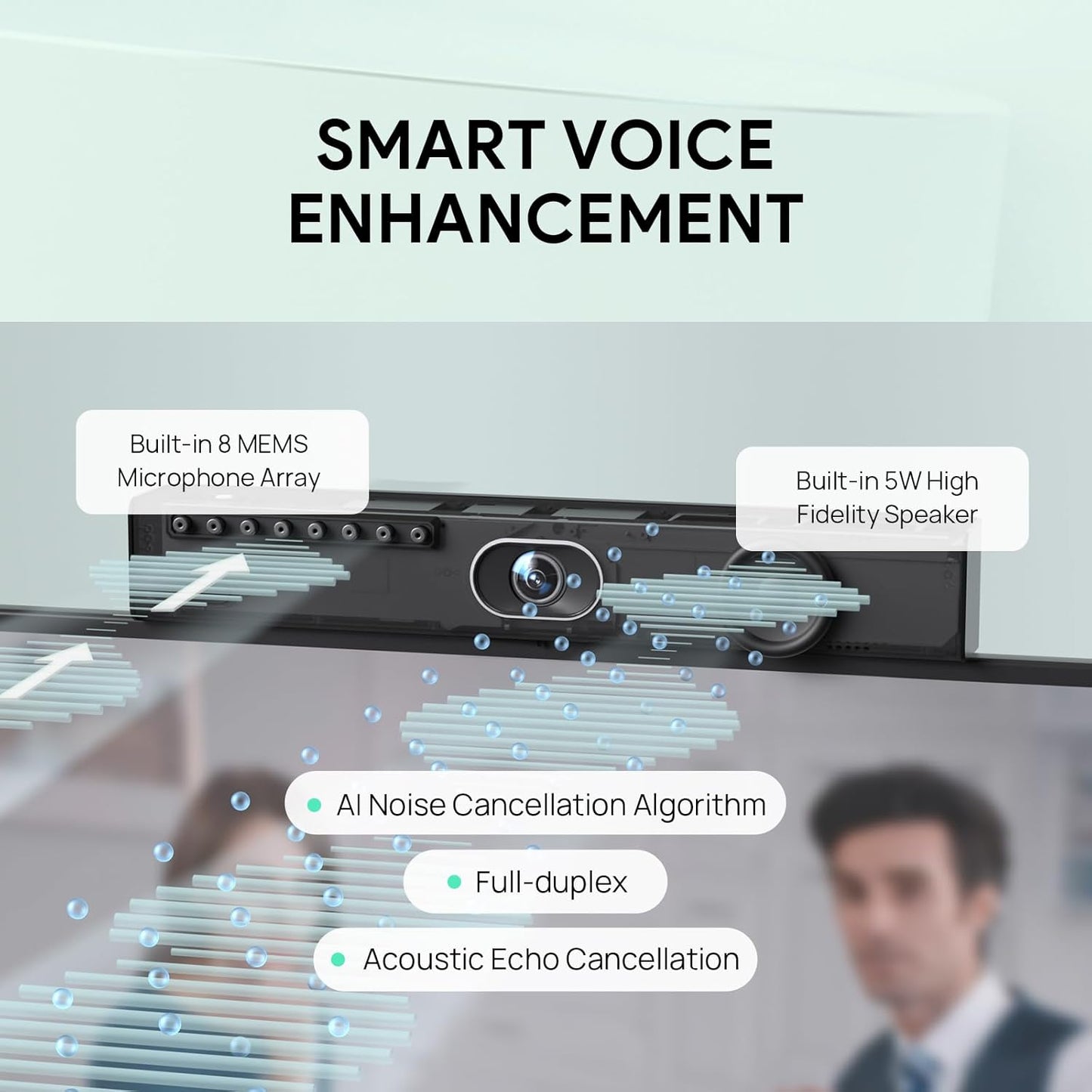 Yealink UVC40 E2 USB Conference Room Camera System Ultra-HD 4K Video Conference Camera 120° Wide-Angle Lens Built-in 8 Microphone Arrays Auto Framing Speaker Tracking and Smart Area Exposure Webcam