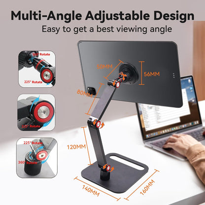 RENYUSKY iPad Stand Tablet Holder Portable Monitor Mount Adjustable for Desk Bed Home Office Magnetic Accessories, for 16" iPad Pro 12.9, Air/Mini, Samsung Galaxy Tabs Z Fold Kindle Fire