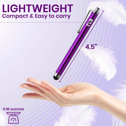 TCD 10 Pack Stylus Pen for Touch Screen, Universal Capacitive Digital Stylus Pen for iPad, iPhone, Tablet, Laptop – Premium Thick Styluses for All Touchscreen Devices with Rubber Tip, Purple