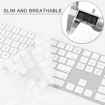 Allinside White Keyboard Cover for Mac Magic Keyboard with Touch ID and Numeric Keypad A2520 US Layout