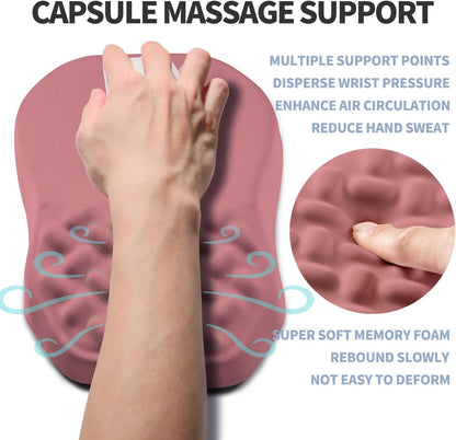 Ergonomic Raised Mouse Pad Wrist Support with Bilateral Slope Memory Foam Mousepad for Wrist Rest and Carpal Tunnel Pain Relief 11.8x7.9〃 Salmon Pink