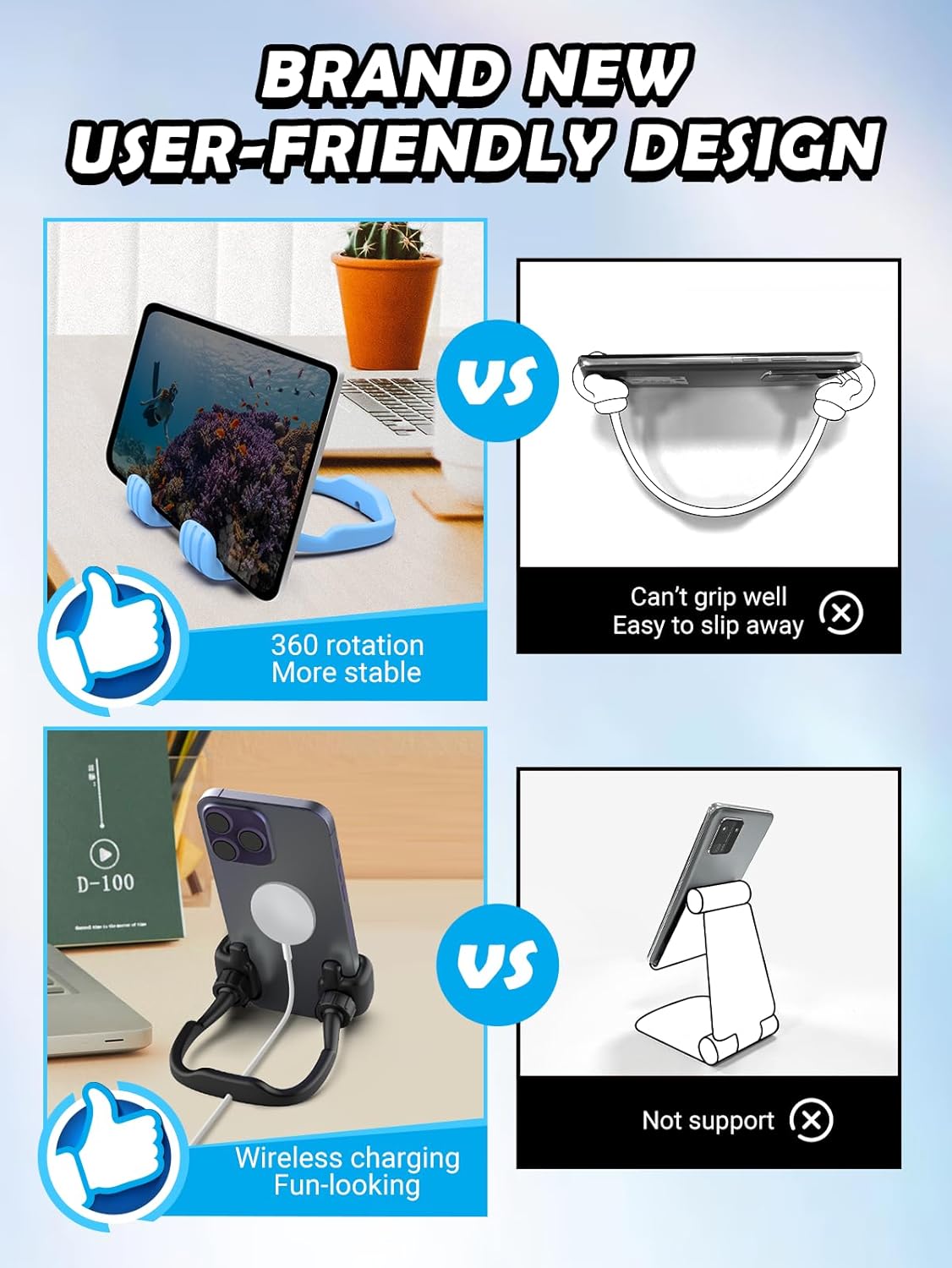 Cell Phone Holder Thumbs Up Lazy Phone Stand: 3 Pack Graduation Gifts for Teen Boys Him Kids 2025 Phone Stand for Desk Back to School Supplies Gifts for Men Birthday Funny Cool Gadgets Stuff Ideas