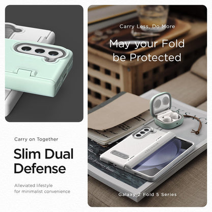 VRS DESIGN Phone Case for Galaxy Z Fold 5 5G (2023) [Terra Guard Modern], Premium Modern Neat Style Case [Anti Scratch Spring-Loaded Hinge Protection] with Screen Protector (Marine Green/Renewed)