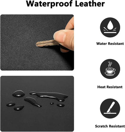 PU Leather Desk Pad Protector Gaming Mouse Pad Non Slip Desk Mat for Keyboard and Mouse Waterproof Desk Writing Pad for Office and Home Desk Accessories(Black, 35.4 * 17.7)