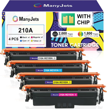 210A Toner Cartridges 4 Pack with Chip Compatible for HP 210A/210X W2100A/W2100X High Yield Replacement for Color Laserjet Pro MFP 4301fdw/4301fdn/4201dw/4201dn Series Printer (4-Pack, BCMY)