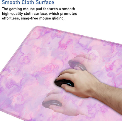 Large Extended Gaming Mouse Pad with Stitched Edges, (31.5X15.7In) Durable Non-Slip Natural Rubber Base, Waterproof Computer Keyboard Pad Mat for Esports Pros/Gamer/Desktop/Office/Home, Marble Purple