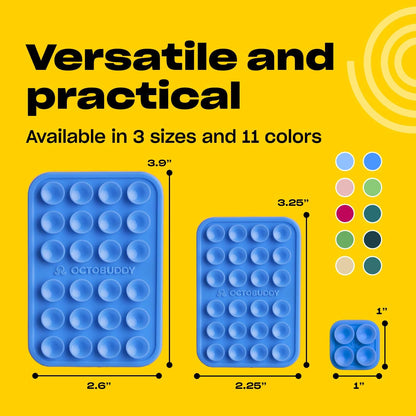 Classic - Silicone Suction Phone Case Adhesive Mount - Hands-Free, Strong Grip Holder for Selfies & Videos - iPhone & Android Compatible - 2.25″ x 3.25″, Baby Blue Jay