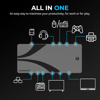 SABRENT Thunderbolt 4 Docking Station, TB4 Ports, 8K/4K, USB4 & TB3 Compatible, DP 1.4, HDMI 2.1, USB-C/USB-A Ports, Gigabit Ethernet, Audio Jack, SD/TF Card Reader, Windows/macOS/Linux (DS-T4MF)