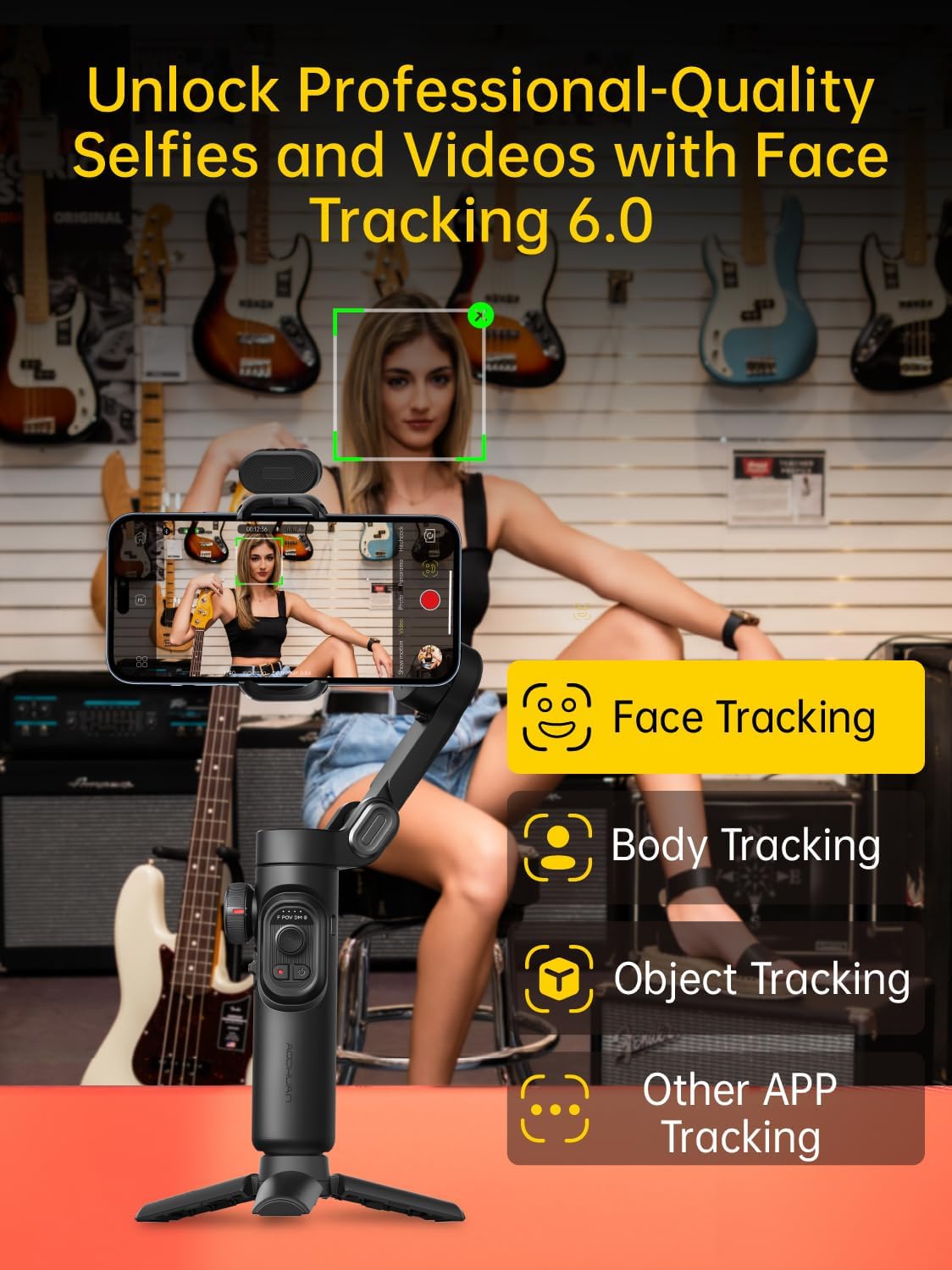 3-Axis Gimbal Stabilizer for Smartphone with RGB Magnetic Fill Light Upgraded Face Tracking Focus Wheel Foldable iPhone Gimbal for iPhone/Android Phone Stabilizer Vlog Recording Smart XE Kit