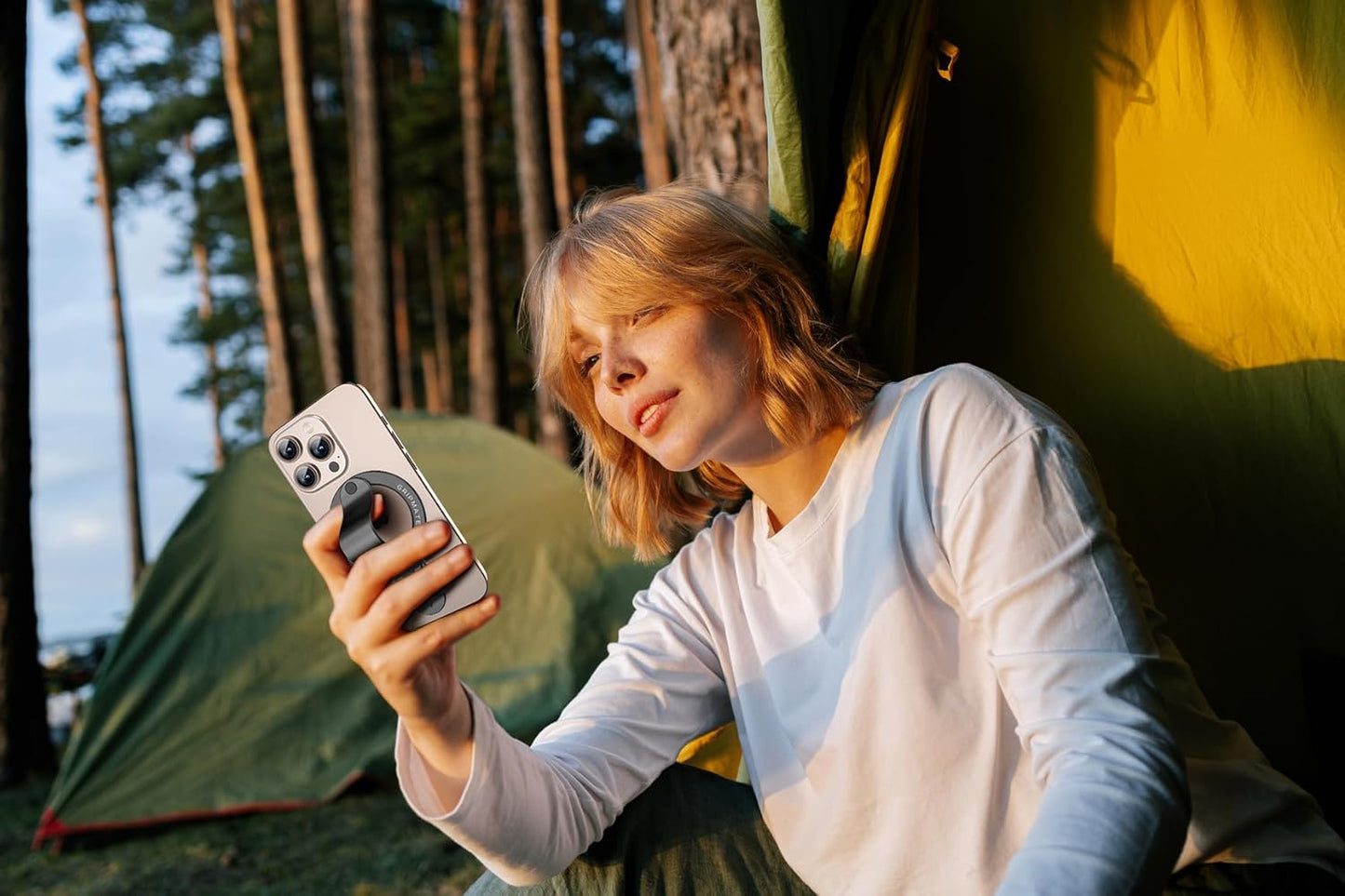 MagSafe Phone Grip for iPhone - Magnetic Phone Ring Holder Detachable for iPhone 16 - Comfortable Finger Phone Ring Grip for Apple 15/14/13/12,Black