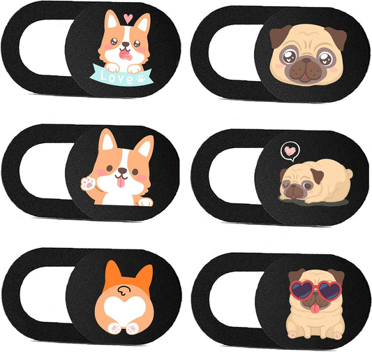 Laptop Camera Cover Slide 3 Pack Ultra Thin Slide Computer Webcam Covers for Echo Show, iPhone, iPad, Tablet, Chromebook, PC - Pug