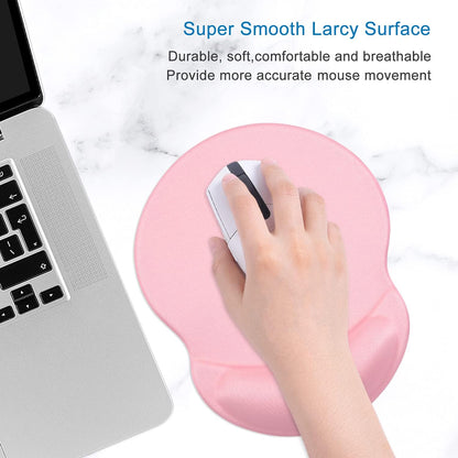 ITNRSIIET Ergonomic Mouse Pad with Gel Wrist Support Small Wrist Rest Smooth Surface Non-Slip PU Base Comfortable Office Supplies Pain Relief, 8.7 x 7.2 inches, Pink