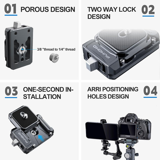 Camera Quick Release Plate Kit,w 1/4" to 3/8" Screw Thread,Quick Release System QR Plate Camera Tripod Mount Adapter for Canon/Sony/Nikon Cameras/Zhiyun/Feiyu/DJI