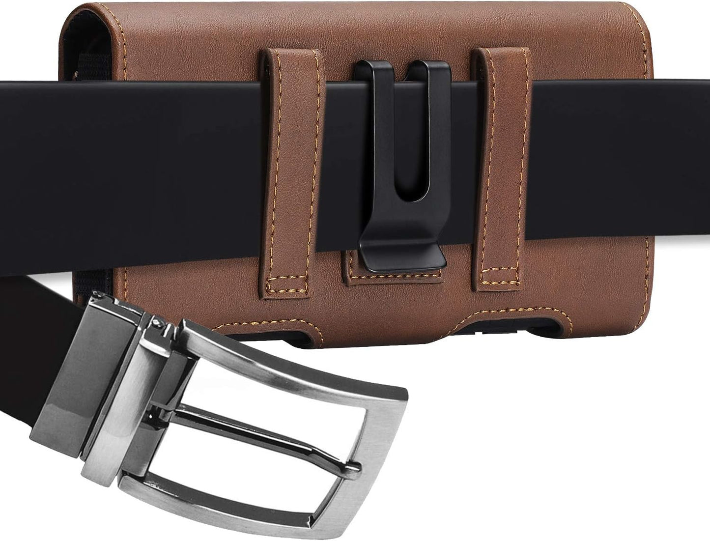 BECPLT Galaxy S24 FE S23 S21 5G Belt Case for Samsung S24+ S23+ S22+ S21+ Leather Pouch Holster With Belt Clip Loops S20 FE S20 Plus S10 S9 S8 (Brown)