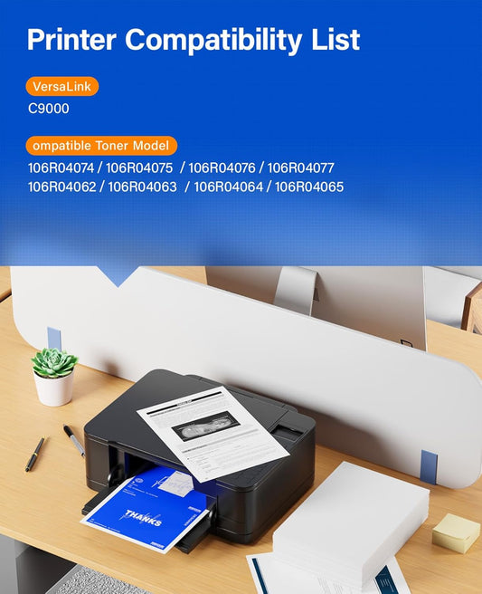 VersaLink C9000 High Capacity Toner Cartridge Set 4-Pack Replacement for Xerox 106R04074 106R04075 106R04076 106R04077 Toner Compatible with Xerox VersaLink C9000 Printer Ink Black Cyan Magenta Yellow