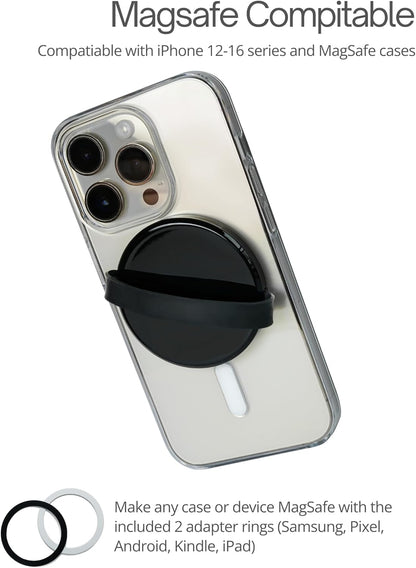 Heesch Magnetic Phone Grip for Back of Phone Ring Holder for Phone Case with Loop Finger Strap for iPhone 16 Pro Max Grip Magsafe Accessories, Black Loopy Phone Case