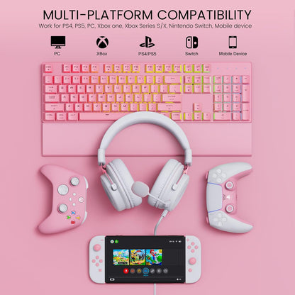 EKSA E900 Headset with Microphone for PC, PS4,PS5, Xbox - Detachable Noise Canceling Mic, 3D Surround Sound, Wired Headphone for Gaming, Computer, Laptop, 3.5MM Jack