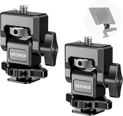 NEEWER Camera Monitor Mount with Cold Shoe (2 Pack), Anti Twist 1/4" Screw for 5" & 7" Field Monitor Compatible with Atomos Ninja V, 360° Swivel & 180° Tilt Damping, Compatible with SmallRig, MA006