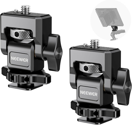 NEEWER Camera Monitor Mount with Cold Shoe (2 Pack), Anti Twist 1/4" Screw for 5" & 7" Field Monitor Compatible with Atomos Ninja V, 360° Swivel & 180° Tilt Damping, Compatible with SmallRig, MA006