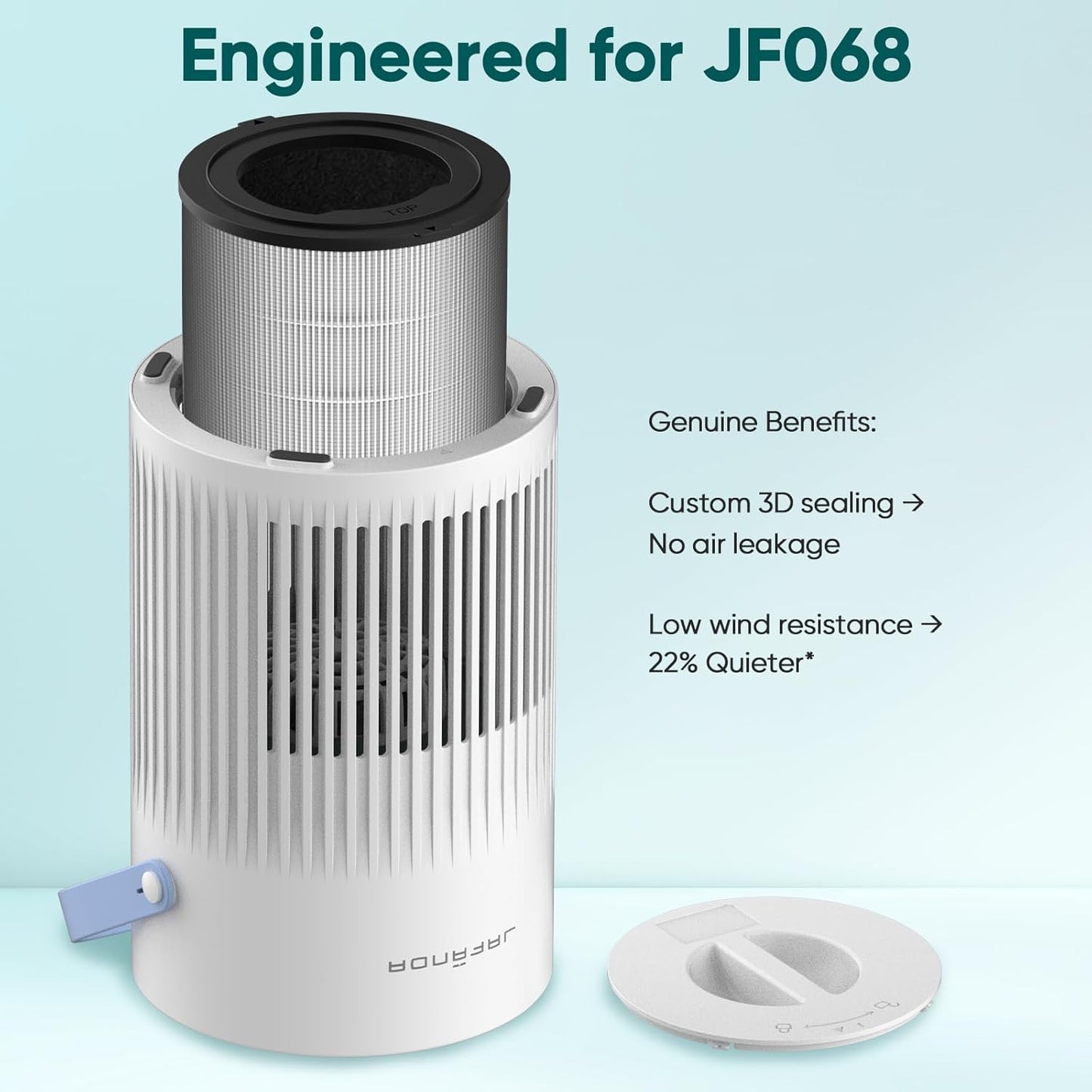 Jafanda Small Air Purifier JF068, 20dB Sleep Mode, Portable Air Cleaner with Handle, 3-Stage HEPA Filtration for Dust, Pollen, Pet Fur, Smoke, 7-Color Light for Home/Bedroom/Dorm/Office/Travel