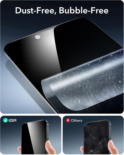 ESR 3 Pack 9H+ Glass for iPhone 13 Pro Max/iPhone 14 Plus Privacy Screen Protector, [Military Grade Shatterproof & Longest Durable] Armorite Anti-spy Tempered Glass with UltraFit Tray