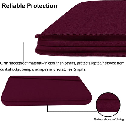 Laptop Sleeve 15.6 inch, Durable Computer Carrying Bag Protective Case Briefcase Handbag with Front Pocket, Slim Laptop Cover for 15.6 Inch HP, Dell, Lenovo, Asus, Notebook, Wine Red