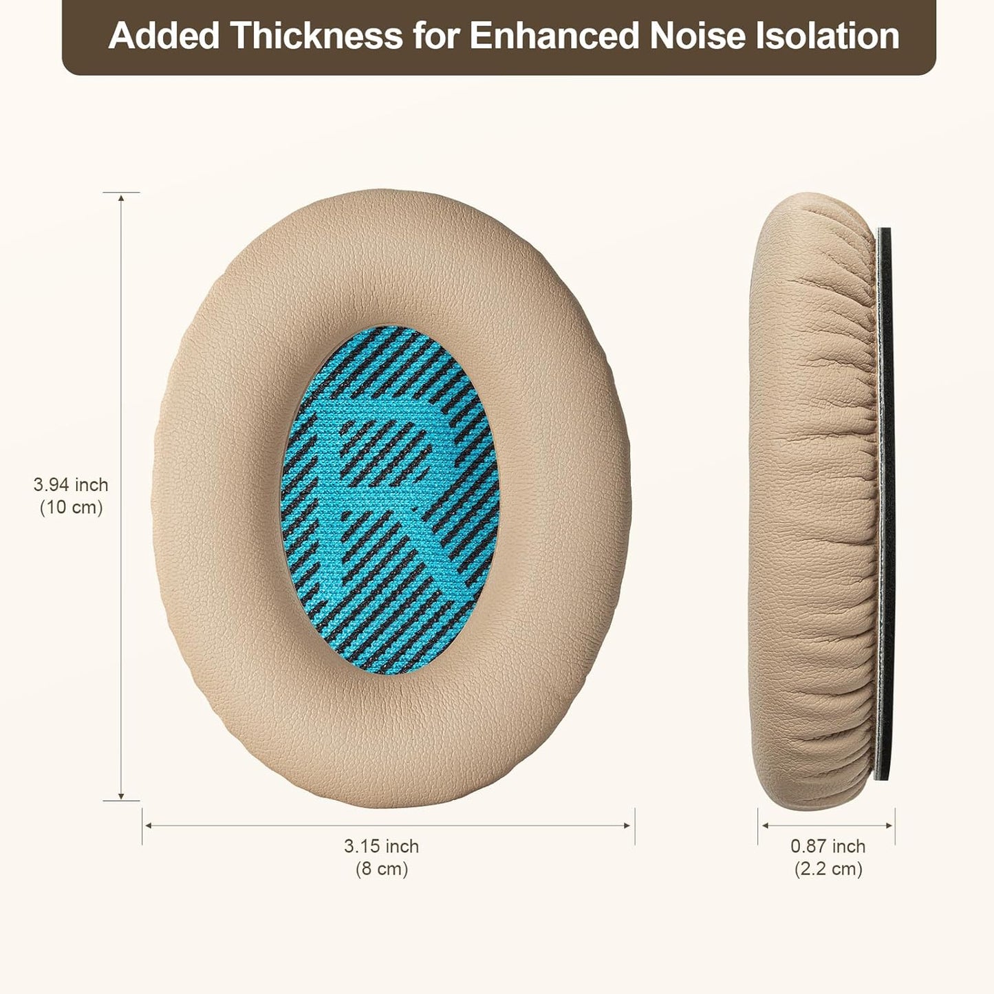 Aurivor Replacement Ear-Pads Cushions for Bose QuietComfort (QC) 35 35ii 25 15 2 and More Headphones, Upgraded Covers with Soft Protein Leather, Reinforced Sealing, Optimized Memory Foam (Brown)