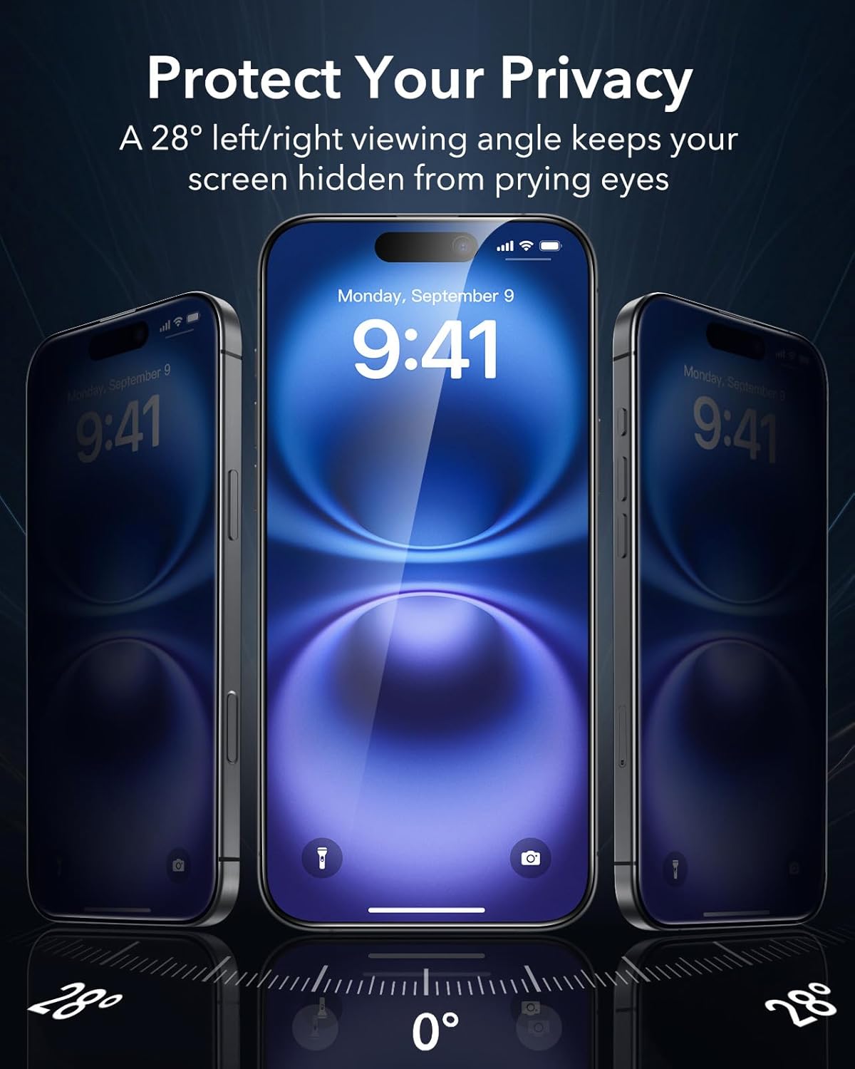 ESR 3 Pack for iPhone 16 Plus/iPhone 15 Plus Privacy Screen Protector, Anti-spy Tempered-Glass Privacy Screen Protector with Flawless Fit Tray, Micro-curved Edges, Case Friendly