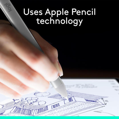 Logitech Combo Touch iPad Air 13-inch (M2 & M3)(2024, 2025) Keyboard Case - Midnight Black and Logitech Crayon Digital Pencil (2018 and Later)