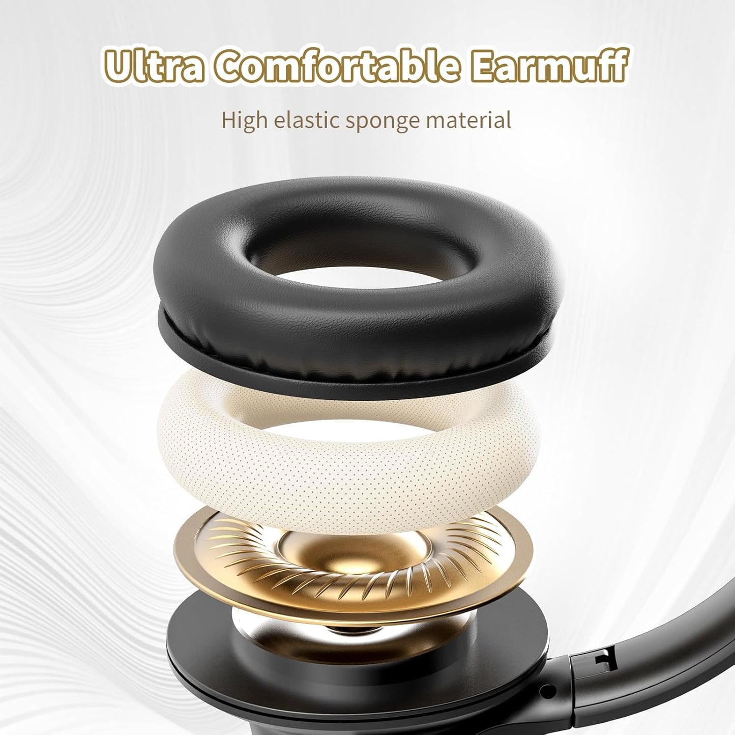 KVIDIO Bluetooth Headphones Over Ear, 65 Hours Playtime Wireless Headphones with Microphone, Foldable Lightweight Headset with Deep Bass, HiFi Stereo Sound Low Latency for Travel Work Cellphone