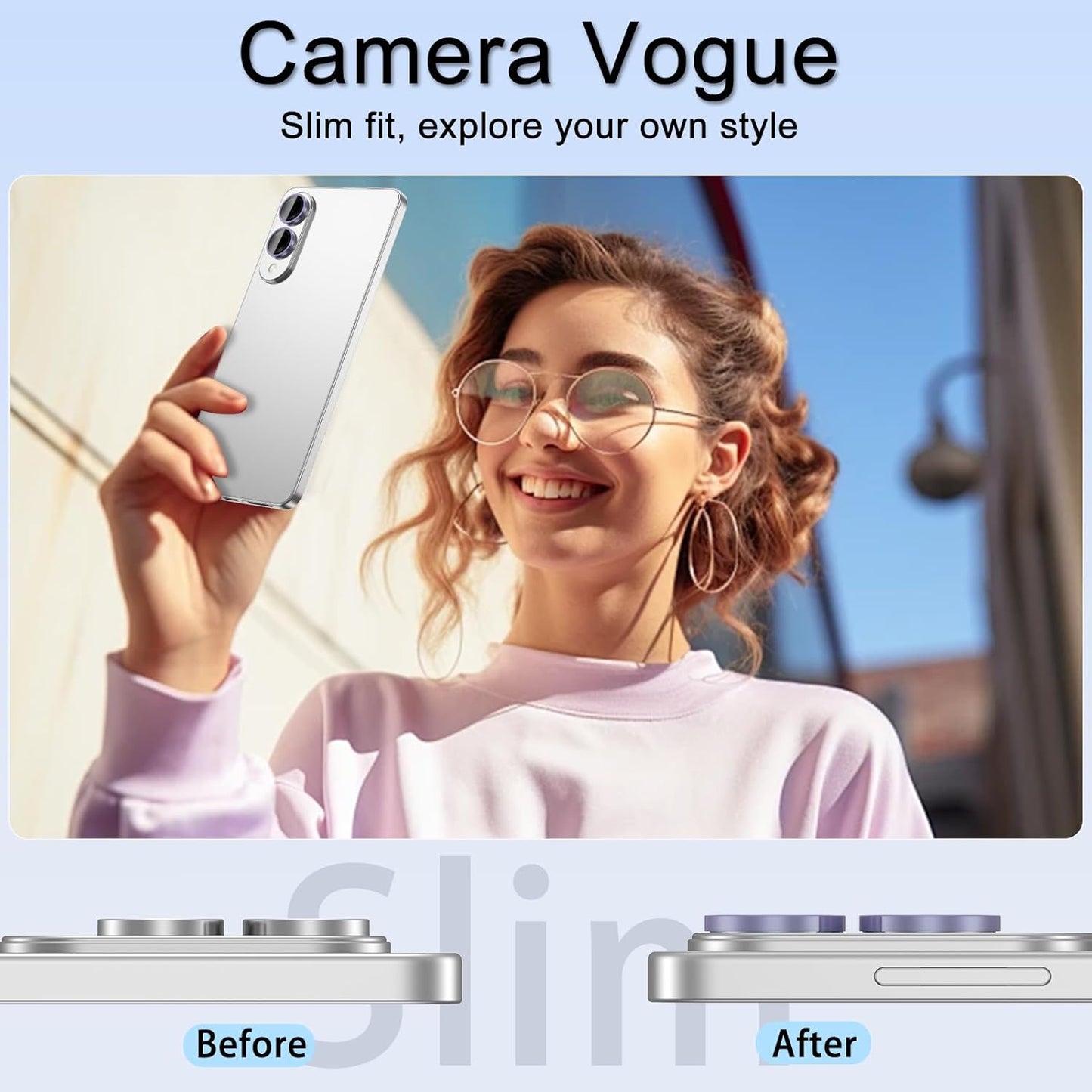 for Samsung Galaxy S25 Edge Camera Lens Protector, Individual Metal Ring Tempered Glass Lens Cover, [Strong Adsorption] Scratch Resistant Ultra-Thin HD Clear Lens Cover, 1 Set-Purple