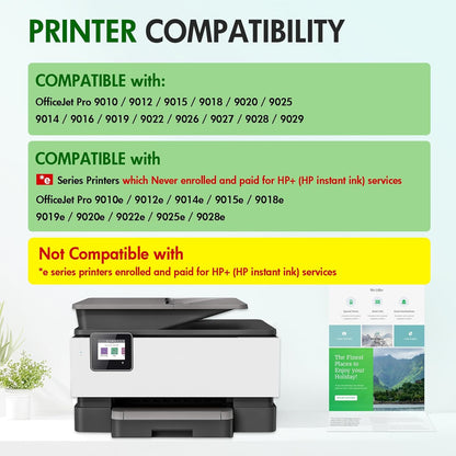 962 962XL Ink Cartridges Combo Pack：Replacement for HP Ink 962XL Black and 962 Color for HP OfficeJet Pro 9010 Series 9015 9018 9025 9020 9012 9014 9016 9019 9022 9026 9027 9028 9029 Printer