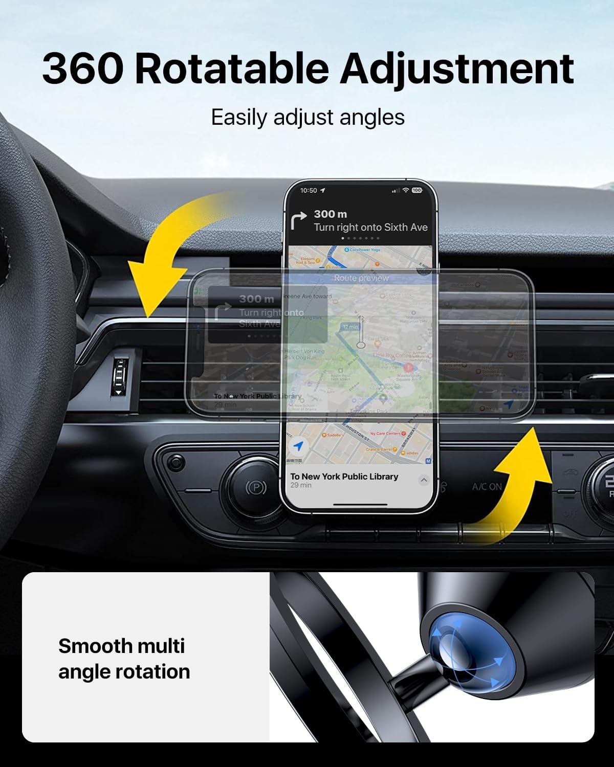 andobil for Magsafe Car Mount [Strongest Magnet, Easy Installation] All Metal Magnetic Car Phone Holder for Samsung Galaxy S25, 360° Air Vent Car Phone Mount, Fits for iPhone 16/15, and MagSafe Cases