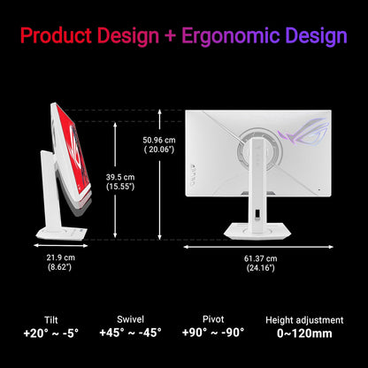 ASUS ROG Strix 27” 4K HDR USB-C Gaming Monitor (XG27UCG-W) – White, UHD (3840x2160) Dual Mode (4K 160Hz or FHD 320Hz), 1ms, Fast IPS, ELMB Sync, G-SYNC Compatible, AI Gaming, 3yr Warranty