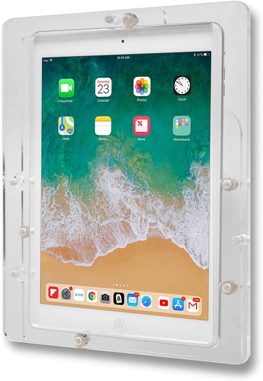 TABcare Anti-Theft Acrylic VESA Enclosure for Apple iPad Pro 9.7" with Free Wall Mount Kit & 90-Degree Angle Charge Cable (iPad Pro 9.7", Clear)