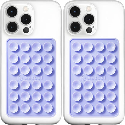 Anteel MAX Silicone Suction Phone Case Adhesive Mount, Upgraded Super Strong Grip, Durable, Easy to Use, Hands-Free Sticky Phone Holder for Selfies, Tiktok Videos, 2.56"x3.94" (LPE&LPE)